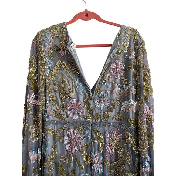 Gray Long Cuff Sleeve Embellished Midi
Dress 5423 Size 12 NWT - Picture 7 of 15